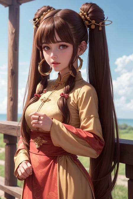 01730-779007003-(best quality), (hyperrealistic), mh-yk, 1girl,  solo, brown hair, brown eyes, , long hair, chinese clothes, twintails, outdoor,.png